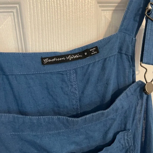 Gudrun Sjoden Blue Linen Overall Dress size Medium - Picture 3 of 3